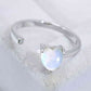 Inlaid Moonstone Heart Adjustable Open Ring