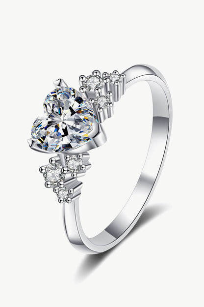 Heart Shaped 1 Carat Moissanite Ring in Silver
