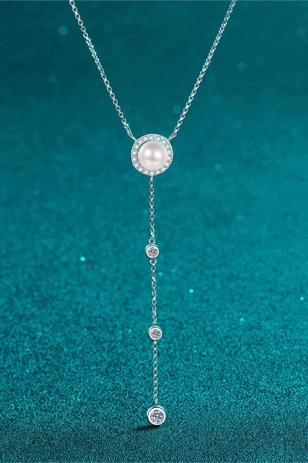 Freshwater Pearl Moissanite Rhodium-Plated Necklace