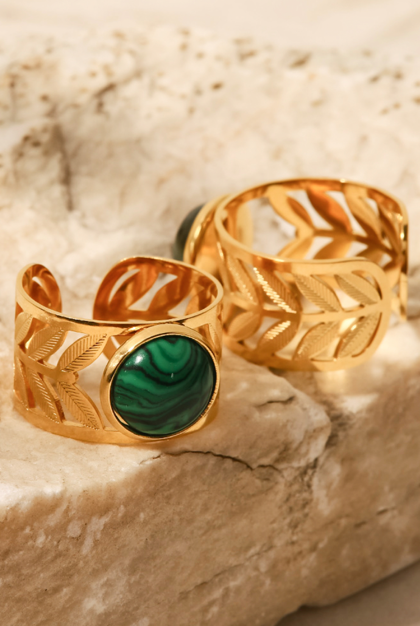 Enchanted Forrest Green Leaf Ring