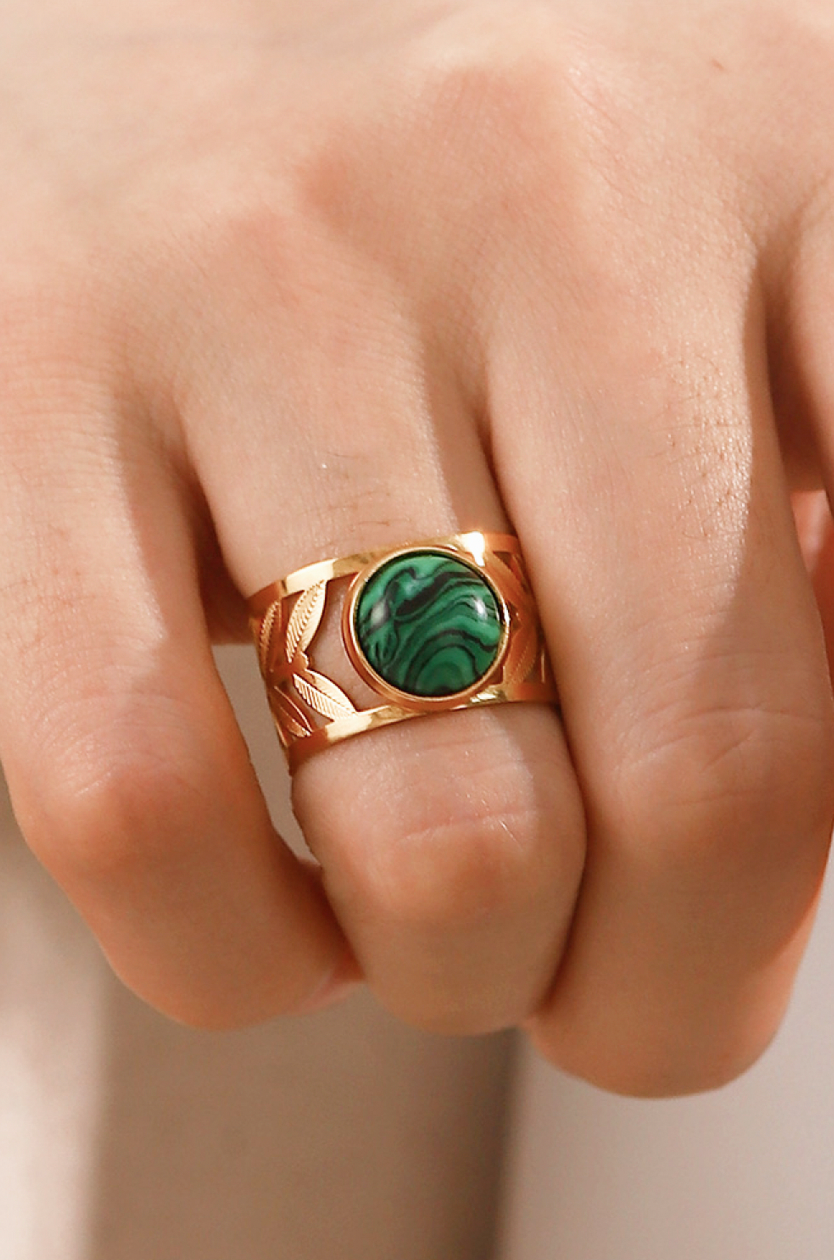 Enchanted Forrest Green Leaf Ring