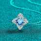 Blue Gem 1 Carat Moissanite Floral Pendant Necklace