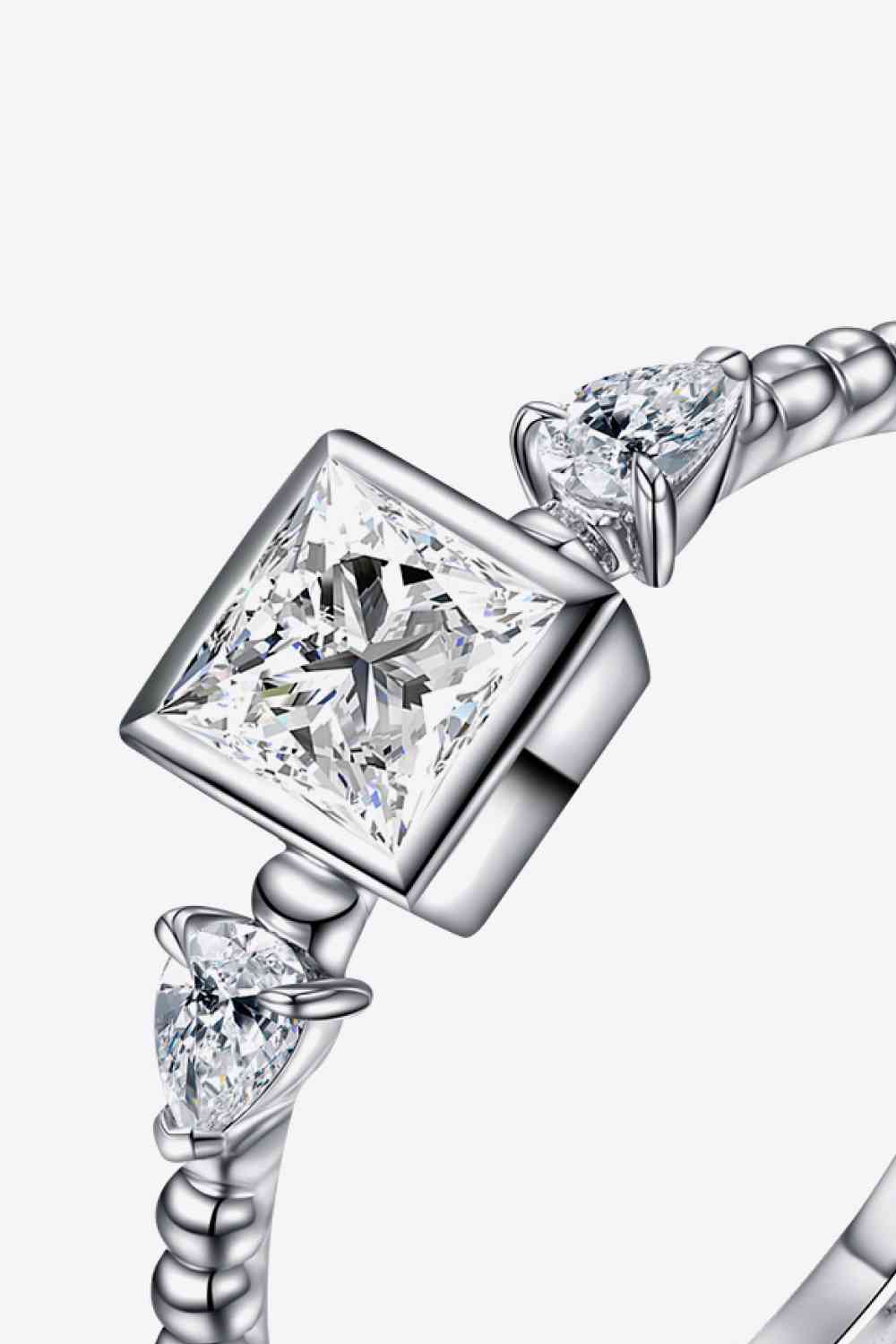 Unique & Chic Moissanite Square Shape 925 Sterling Silver Ring