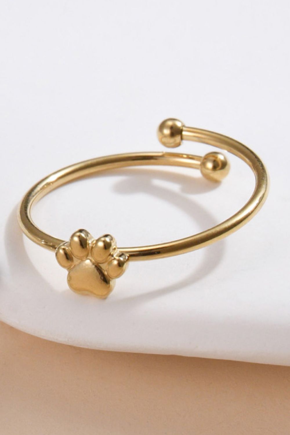 Cute Paw Stainless Steel Open Ring