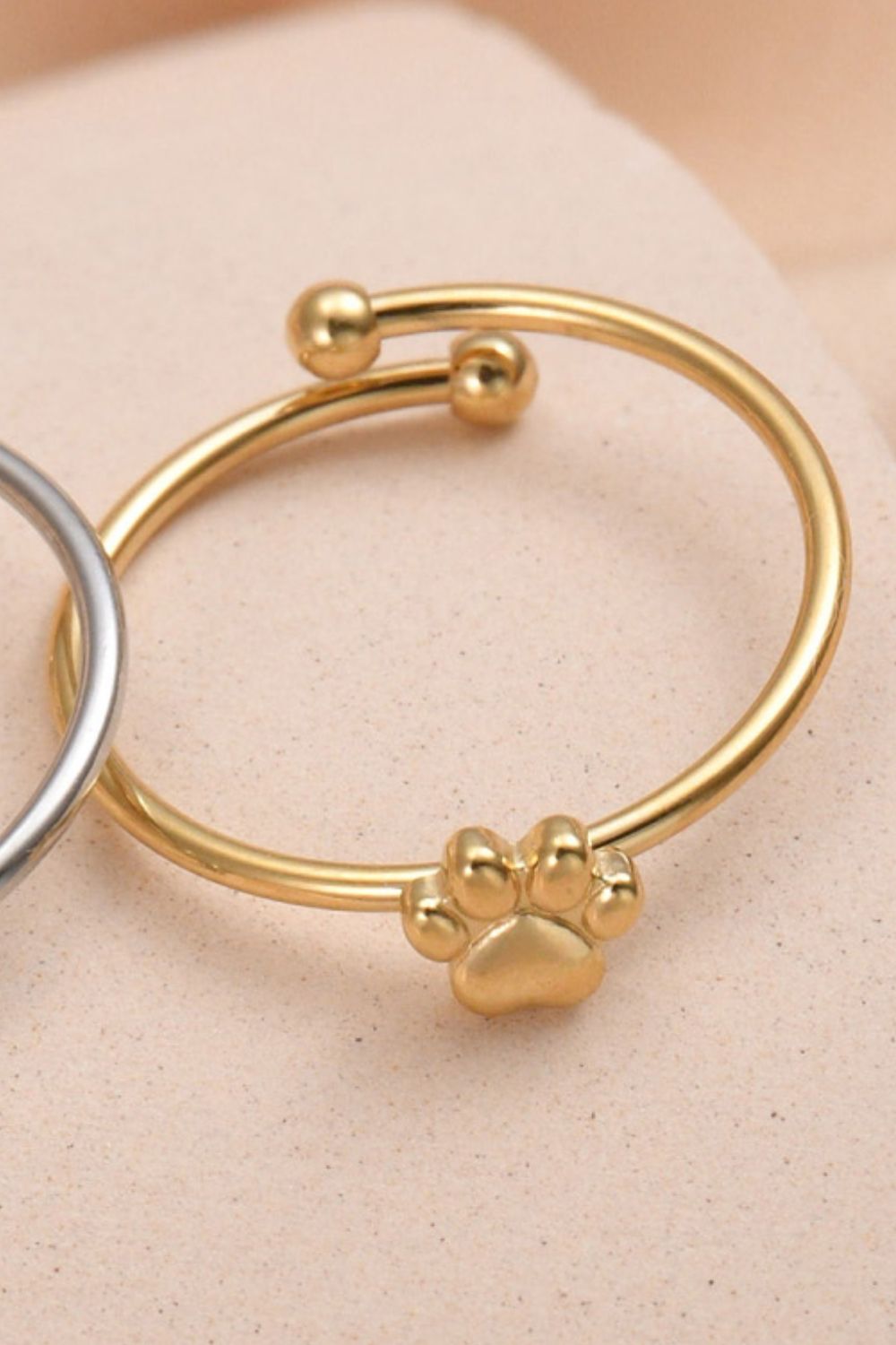 Cute Paw Stainless Steel Open Ring