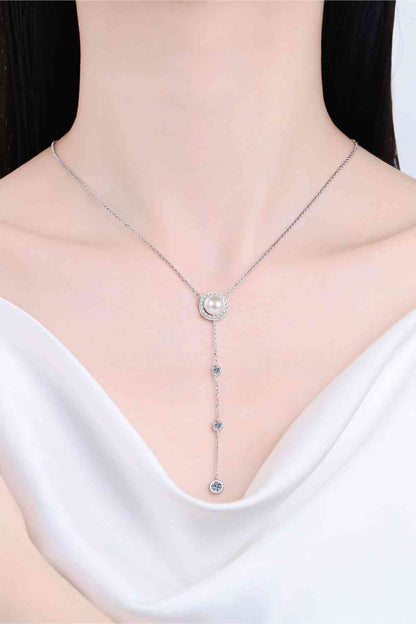 Freshwater Pearl Moissanite Rhodium-Plated Necklace