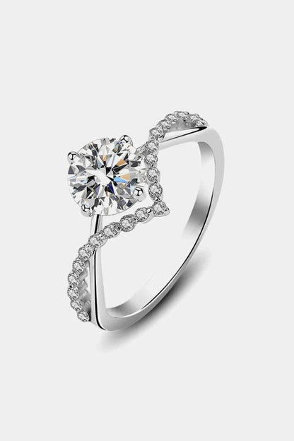 Criss Cross 1 Carat Moissanite 925 Sterling Silver Ring