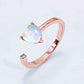 Inlaid Moonstone Heart Adjustable Open Ring