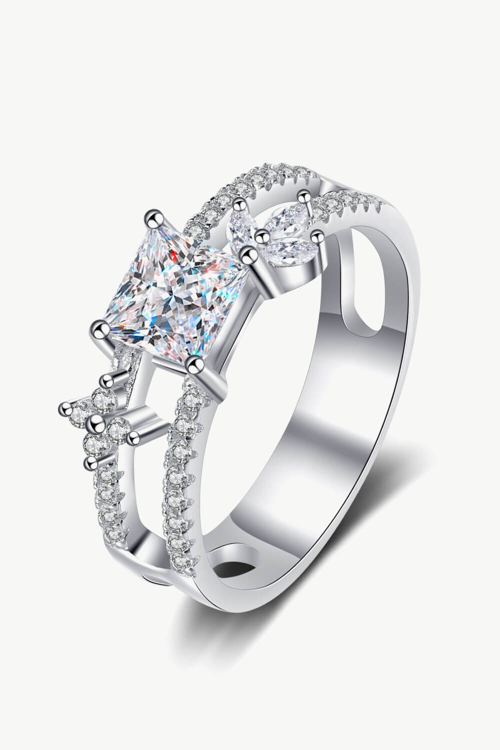 Moissanite Double Layered Ring in Silver