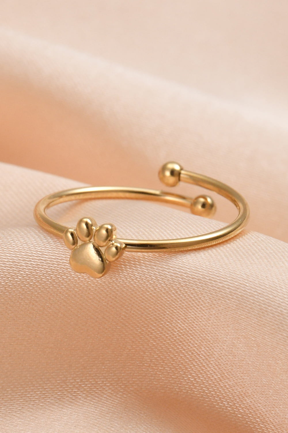 Cute Paw Stainless Steel Open Ring
