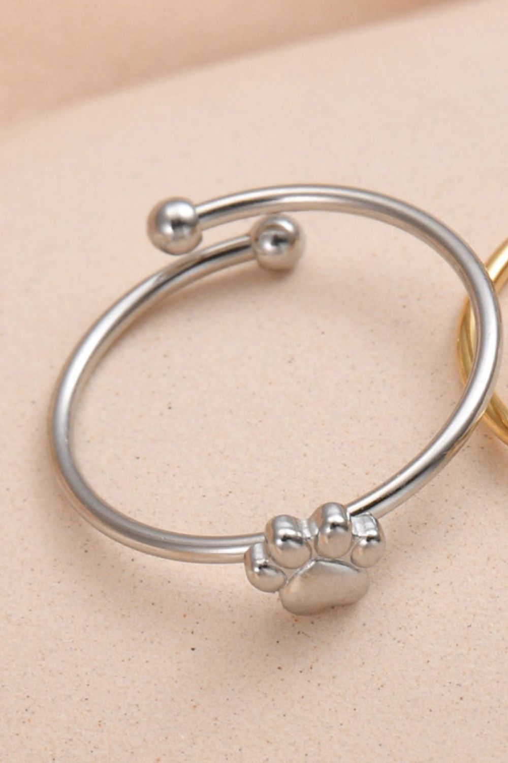 Cute Paw Stainless Steel Open Ring