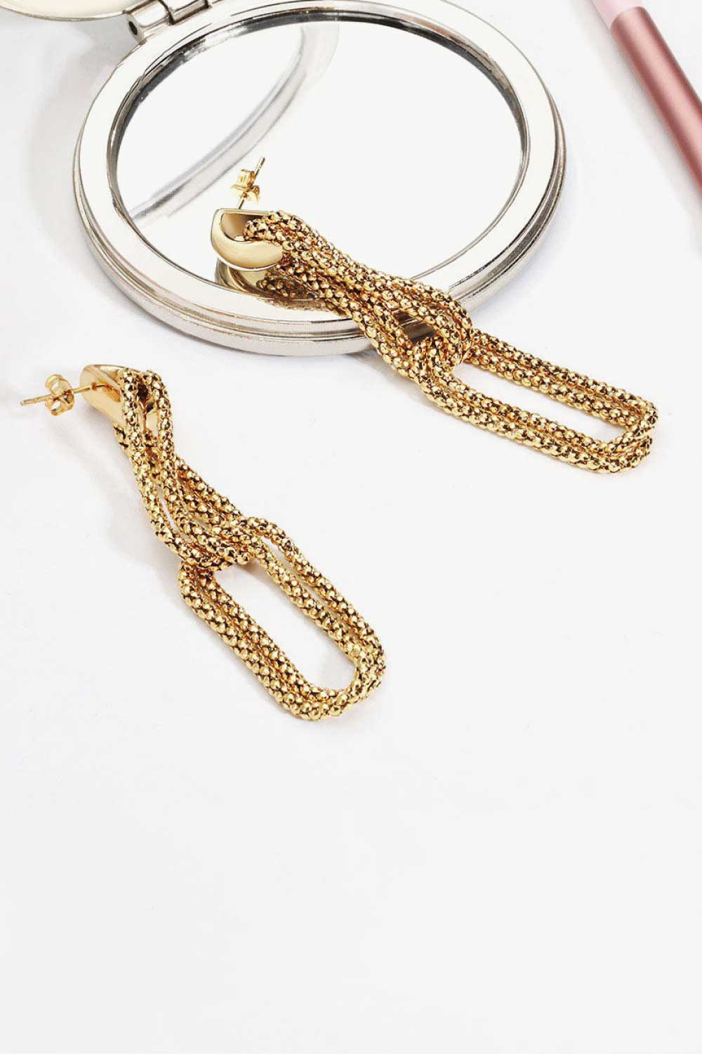 Double Hoop Chain Dangle Earrings