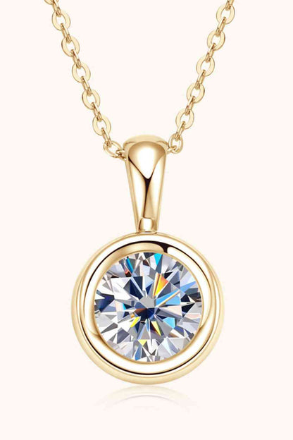 Circle Pendant 2 Carat Moissanite 925 Sterling Silver Necklace