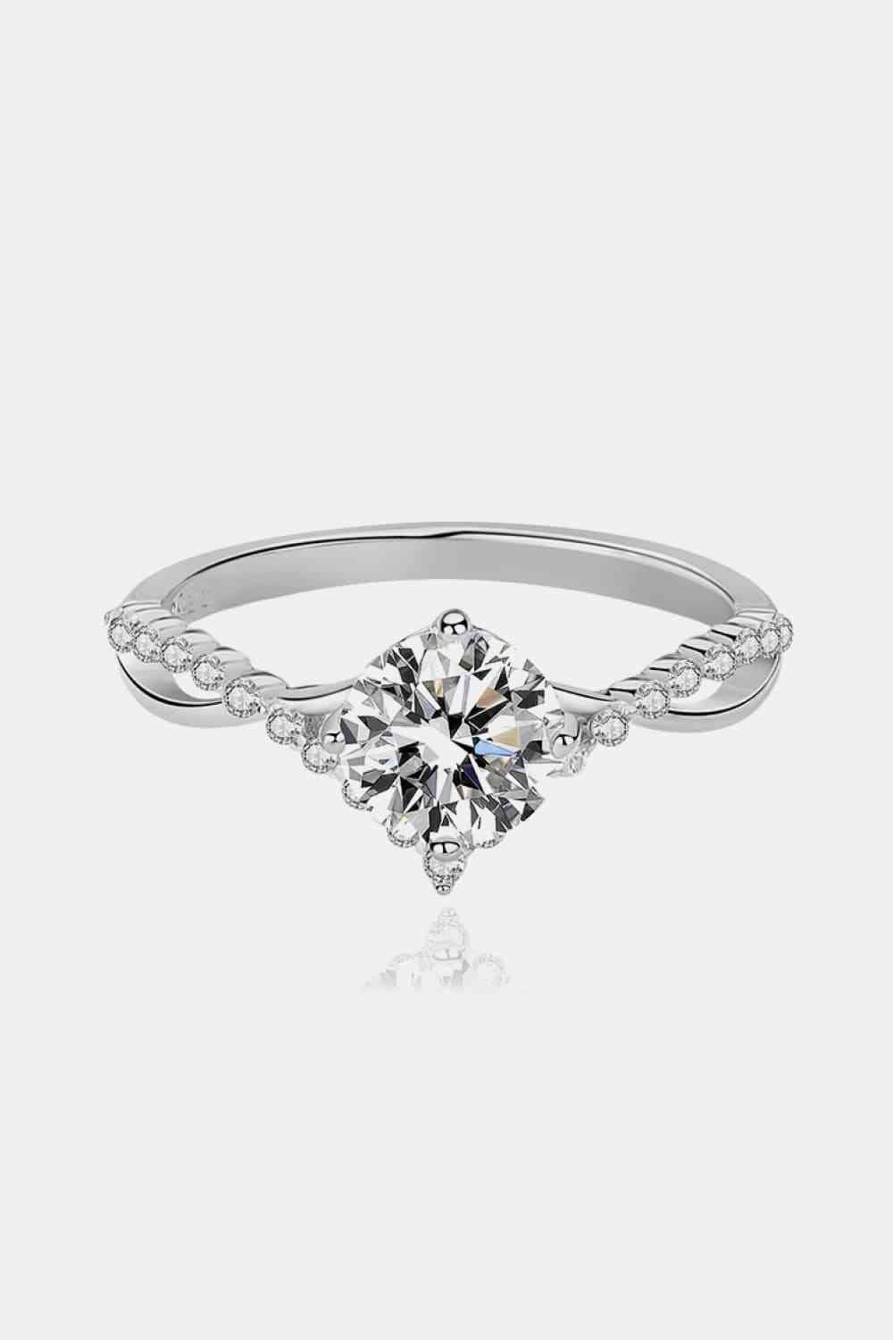 Criss Cross 1 Carat Moissanite 925 Sterling Silver Ring